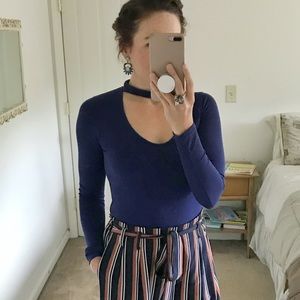 Express Long Sleeved Cut out Neckline Top Royal Blue size XS